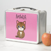 Eenvoudige Roze & Bruine Kat Kinder Naam (In situ)