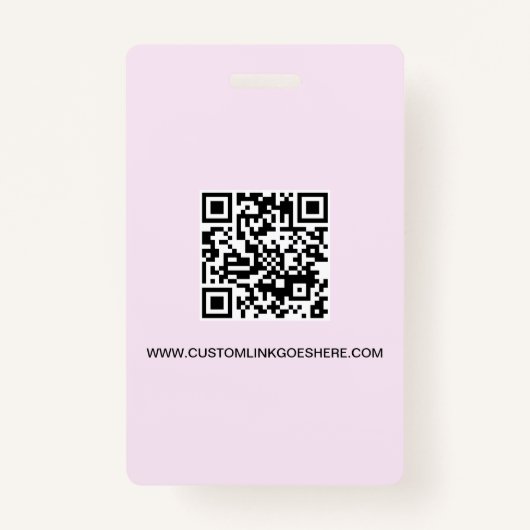 Eenvoudige Roze Business Logo QR code Medewerker f Badge (Achterkant)