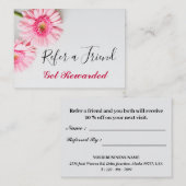 Eenvoudige roze Daisy Floral Professional Business Aanbevelingskaartje (Voorkant / Achterkant)