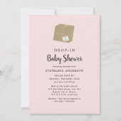 Eenvoudige roze DROP-IN Girl Baby shower Invitatio Kaart (Voorkant)