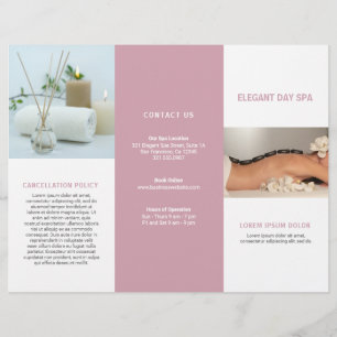 Eenvoudige roze elegant spa drievoudig brochure