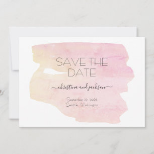 Eenvoudige roze en gele Waterverf: datum opslaan Save The Date