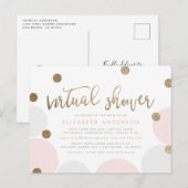 Eenvoudige roze en gouden glitter Confetti Virtual Uitnodiging Briefkaart (Voorkant / Achterkant)