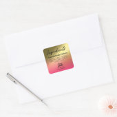 Eenvoudige roze en gouden ingrediëntenlabels vierkante sticker (Envelop)