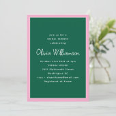 Eenvoudige Roze en Groene Moderne Trouwfeest Borre Kaart (Staand voorkant)
