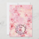 Eenvoudige Roze en Ivoorkleurige Bloemige Waterver Kaart (Achterkant)