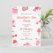 Eenvoudige Roze en Rode Valentijnsdag Uitnodiging (Staand voorkant)