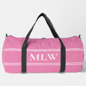 Eenvoudige Roze en Witte Monogram Sjabloon Plunjezak (Voorkant)