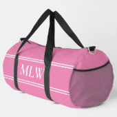 Eenvoudige Roze en Witte Monogram Sjabloon Plunjezak (Rechterhoek)