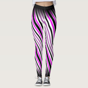 Eenvoudige roze en zwarte verticale strepen op wit leggings