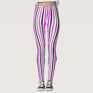 Eenvoudige roze en zwarte verticale strepen op wit leggings