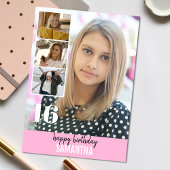 Eenvoudige roze foto | Collage Verjaardag Wenskaar Kaart
