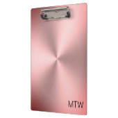 Eenvoudige Roze Geborsteld Metalen Look met Monogr Klembord (Links)