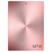 Eenvoudige Roze Geborsteld Metalen Look met Monogr Klembord (Achterkant)