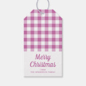 Eenvoudige Roze Geruite Script Prettig Kerstfeest Cadeaulabel (Voorkant)