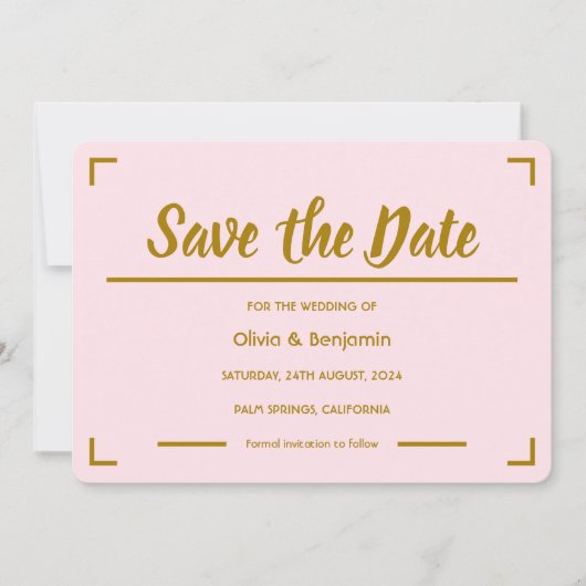 Eenvoudige Roze Handgeschreven Script Bruiloft Save The Date (Voorkant)
