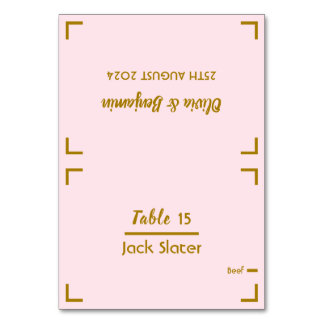Eenvoudige Roze Handgeschreven Script Bruiloft Taf Kaart