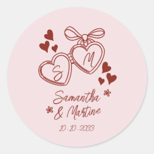 Eenvoudige Roze Handgeschreven Whimsical Doodle br Ronde Sticker