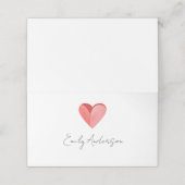 Eenvoudige Roze Hart Gevouwen Plaatskaart (Buitenkant ongevouwen)