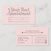 Eenvoudige  Roze Harten Typografie Afspraak Visitekaartje (Voorkant / Achterkant)