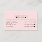 Eenvoudige  roze harten typografie Brows Visitekaartje (Achterkant)