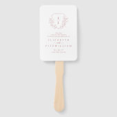 Eenvoudige Roze Kersenbloesem Monogram Crest Hand  Handwaaier (Voorkant)