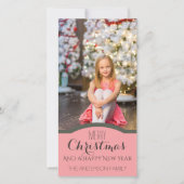 Eenvoudige Roze Kerst Vakantie Foto Feestdagenkaart (Voorkant)