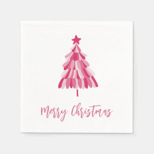 Eenvoudige roze kerstboom servet