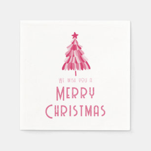 Eenvoudige roze kerstboom servet