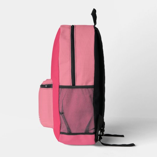 Eenvoudige roze kleur blokt wit monogram bedrukte rugzak (Rechts)