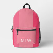 Eenvoudige roze kleur blokt wit monogram bedrukte rugzak (Voorkant)