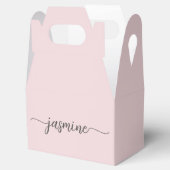 Eenvoudige Roze Meisjesnaam Monogram Script Letter Bedankdoosjes (Geopend)