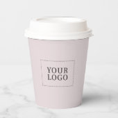 Eenvoudige, roze, minimale zakelijke Logo Papieren Bekers (Voorkant)
