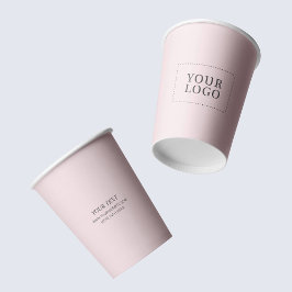 Eenvoudige, roze, minimale zakelijke Logo Papieren Bekers