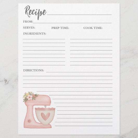 Eenvoudige Roze Mixer Bloemen Cake Bakkerij Recept Flyer (Achterkant)