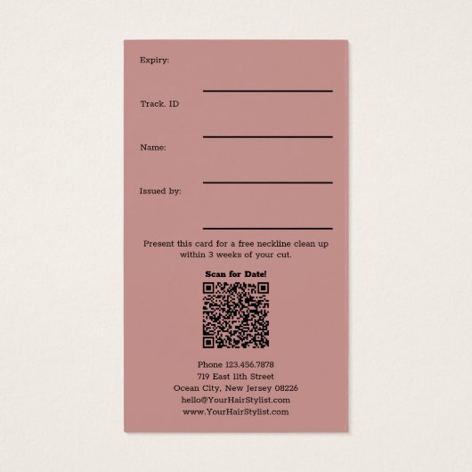 Eenvoudige roze neklijn opruimingsvoucher Kaart (Achterkant)
