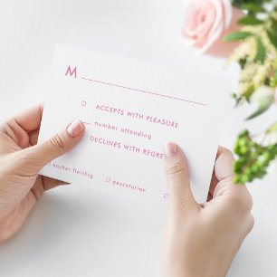 Eenvoudige roze ombre bat Mitzvah maaltijdopties R RSVP Kaartje