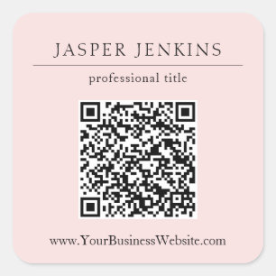 Eenvoudige Roze Professionele QR Code Moderne Zake Vierkante Sticker