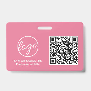 Eenvoudige Roze QR-code Werknemers-ID Badge