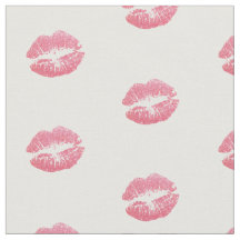 Eenvoudige roze rode lippenprint stof per yard
