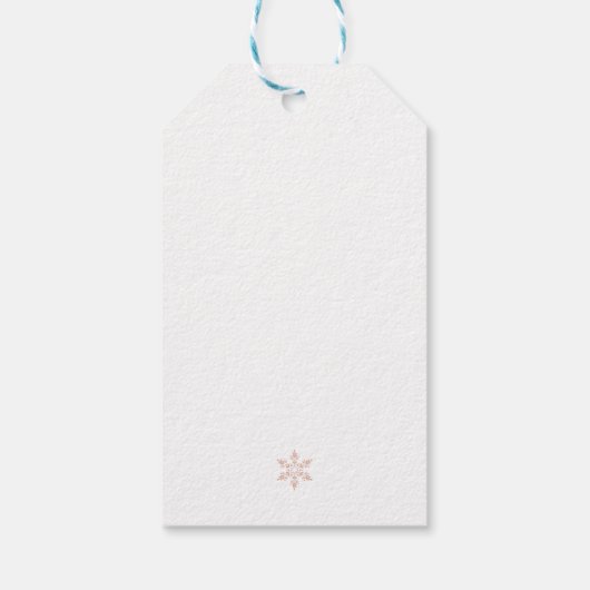 Eenvoudige roze sneeuwvlok Kerstmis Cadeaulabel (Achterkant)