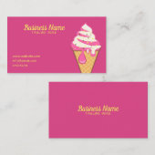Eenvoudige roze sprinkhaan Ice Cream Cone Froting Visitekaartje (Voorkant / Achterkant)
