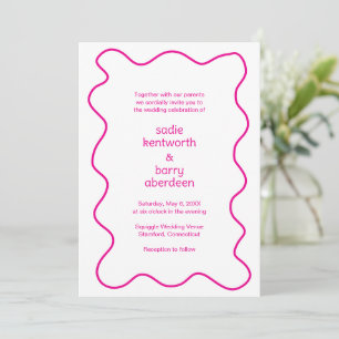 Eenvoudige Roze Squiggle Lijst Moderne bruiloft Kaart
