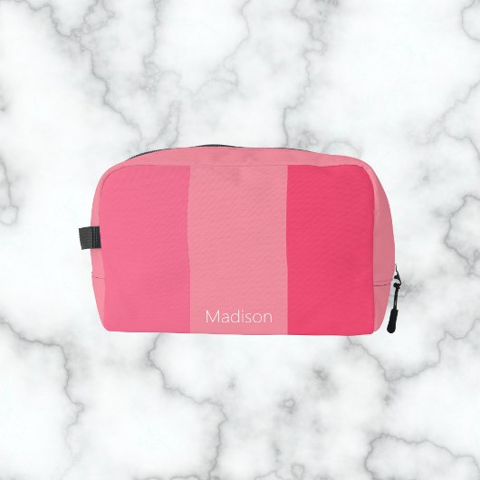 Eenvoudige Roze Strepen Witte Naam Toilettasje