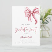 Eenvoudige Roze Strik Foto Afstudeerfeest Kaart (Staand voorkant)