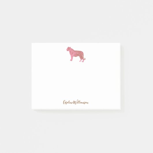 Eenvoudige roze tijgerscript - Aangepaste schrijfb Post-it® Notes (Voorkant)