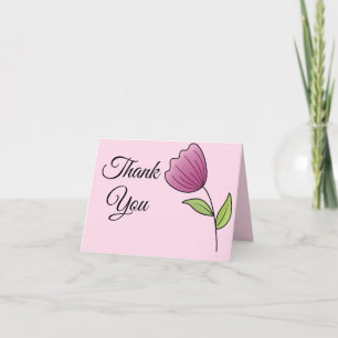Eenvoudige Roze Tulp Schattige & Custom Bedankkaart