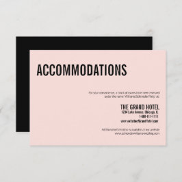 Eenvoudige roze Typografie Wedding Accommodatie Informatiekaartje