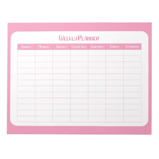 Eenvoudige roze weekplanner notitieblok (Voorkant)