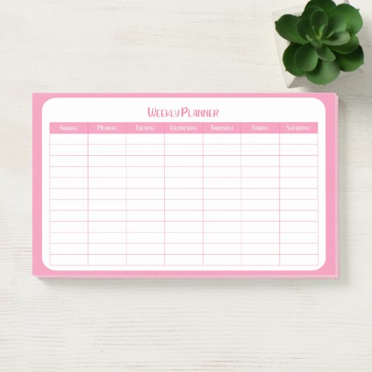 Eenvoudige roze weekplanner post-it® notes (Kantoor)